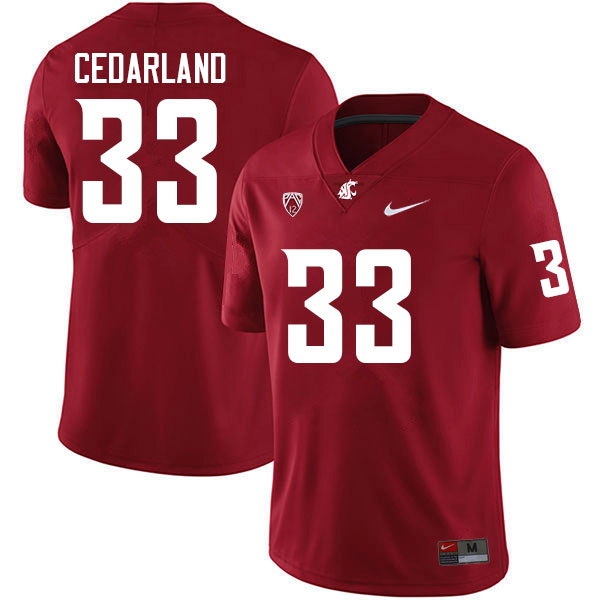 Men #33 Hudson Cedarland Washington State Cougars College Football Jerseys Sale-Crimson